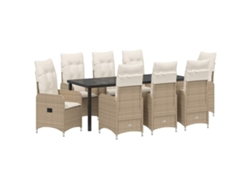 Maison Exclusive - Conjunto De Comedor De Jardín 9 Pcs Beige Ratán Sintético