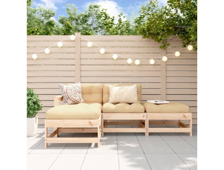 Conjunto 4 de muebles de jardín VIDAXL y cojines madera maciza