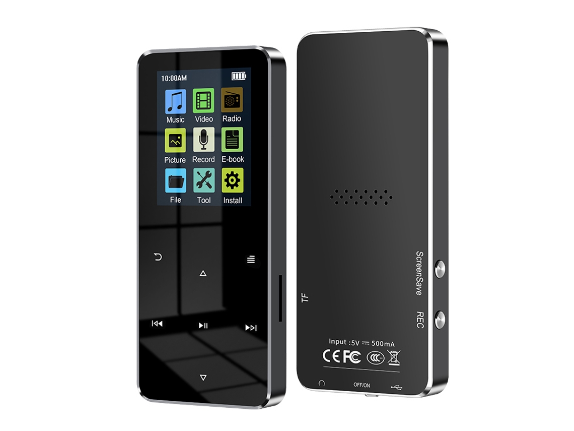 MP3 YIZHOOD S308 (4G) Bluetooth 2.0 pulgadas Metal HiFi Tarjeta de soporte Altavoz incorporado negro