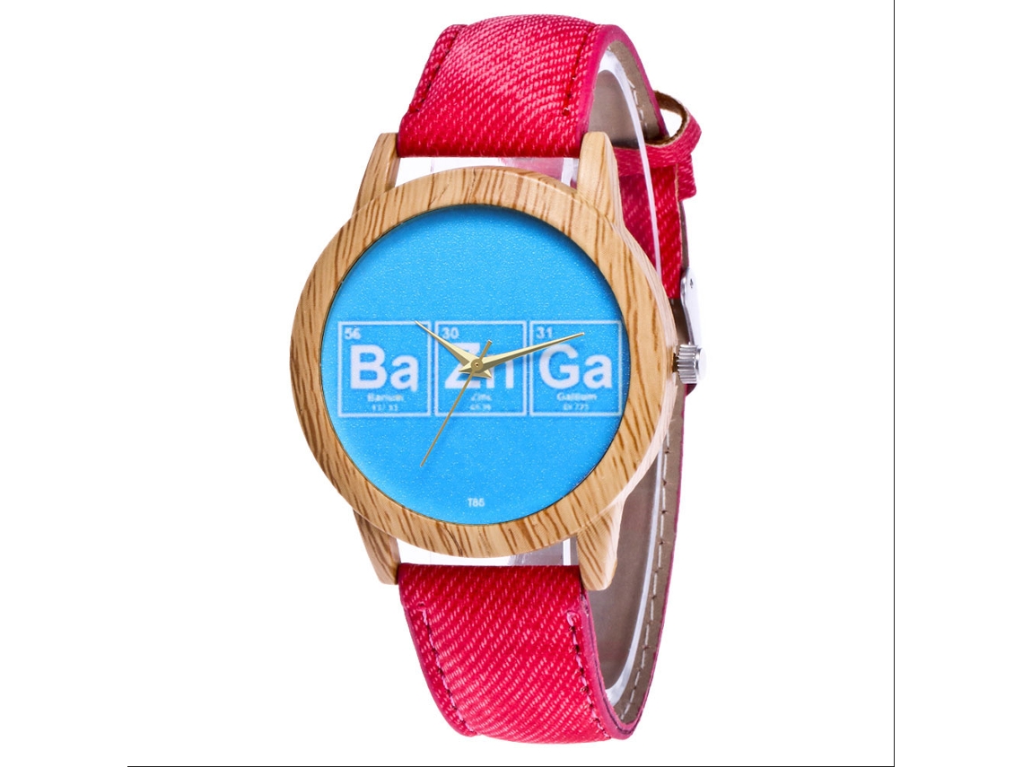 Reloj De Pulsera De Cuarzo Unisex Con Correa De Jean Letras Simples Moda Rojo Zhoulianfa