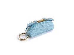 Monedero de piel auténtica, mini llavero azul Hexinyigjly