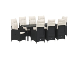 Maison Exclusive - Conjunto De Comedor De Jardín 9 Pcs Negro Ratán Sintético