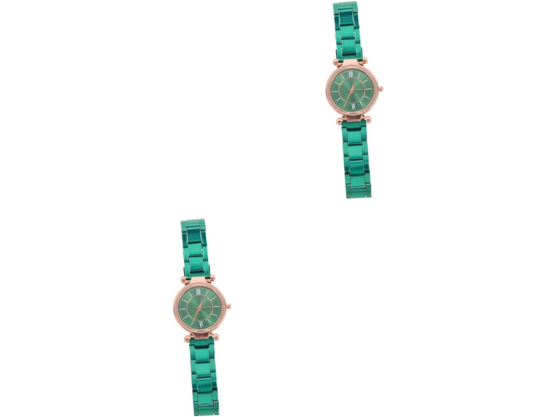 2piezas Reloj Pulsera Inoxidable Mujer Diseño Elegante Decorativo Ocasiones Casuales Diario Cómodo Uso