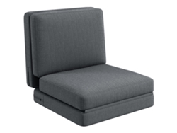 Silla plegable de suelo con cojín, sofá convertible, 75x268x18 cm, gris oscuro.