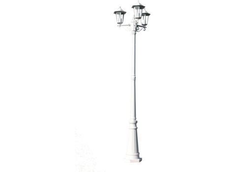 vidaXL Farola de jardín 3 brazos aluminio blanco 215 cm