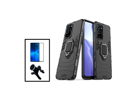Kit De Película De Vidrio Templado De Cubierta Completa 5D 3X1 Soporte Magnético De Coche Reforzado Defensor Militar Para OPPO A56 5G - Negro PHONE...