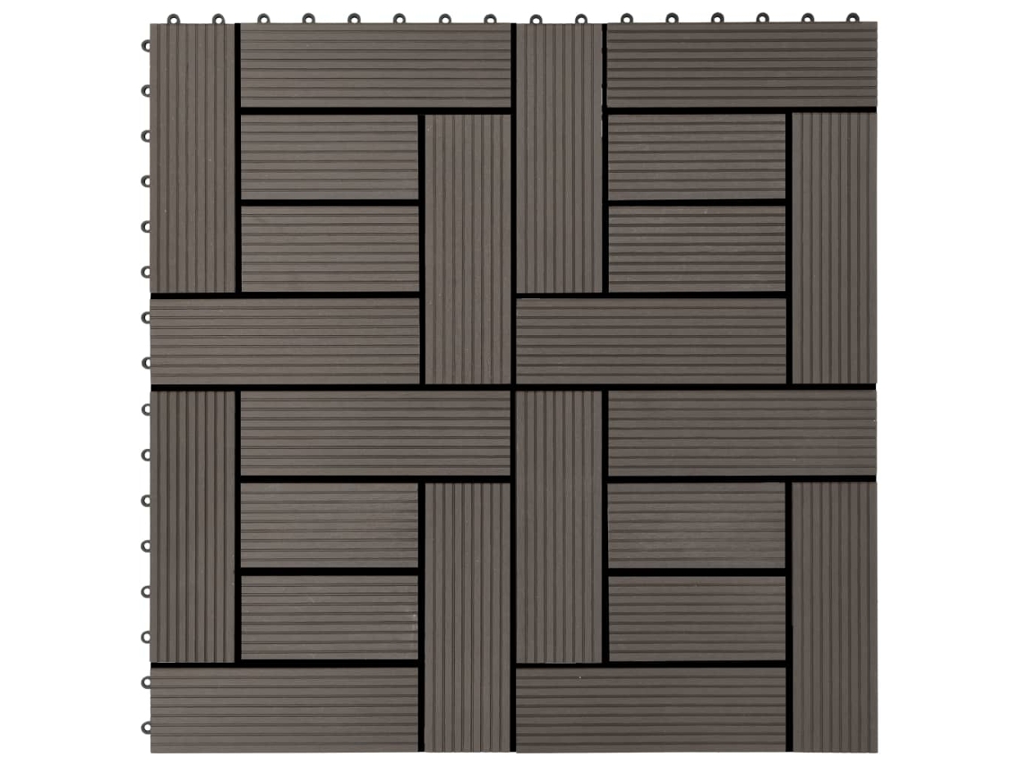 Baldosas De Porche De Wpc 30x30 Cm 1 M² Marrón Oscuro 11 Uds
