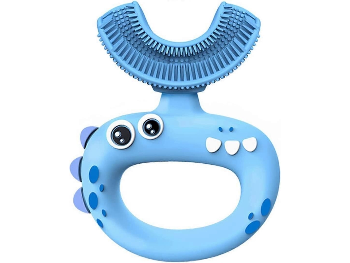 Cepillo de dientes infantil en forma de U para niños pequeños, con cabezal de silicona suave de grado alimenticio, cepillo manual de 360°, GOKOCO