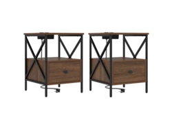 Maison Exclusive - Armario De Noche 2 Pcs Roble Marrón 41,5 X 40,5 X 55 Cm