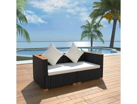 Muebles De Jardin VIDAXL Negro Poli Ratán (69.5x69.5x57.5 cm)