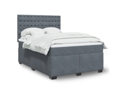 Cama Box Spring Con Colchón Terciopelo Gris Oscuro 160x200 Cm