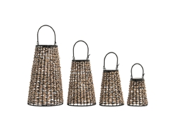 Set 4 Lampara Solar Fibra Metal Asa Metal 24x24x44cm