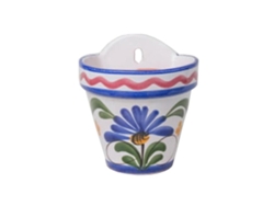 Maceta ceramica flor colgar 16x16 cm