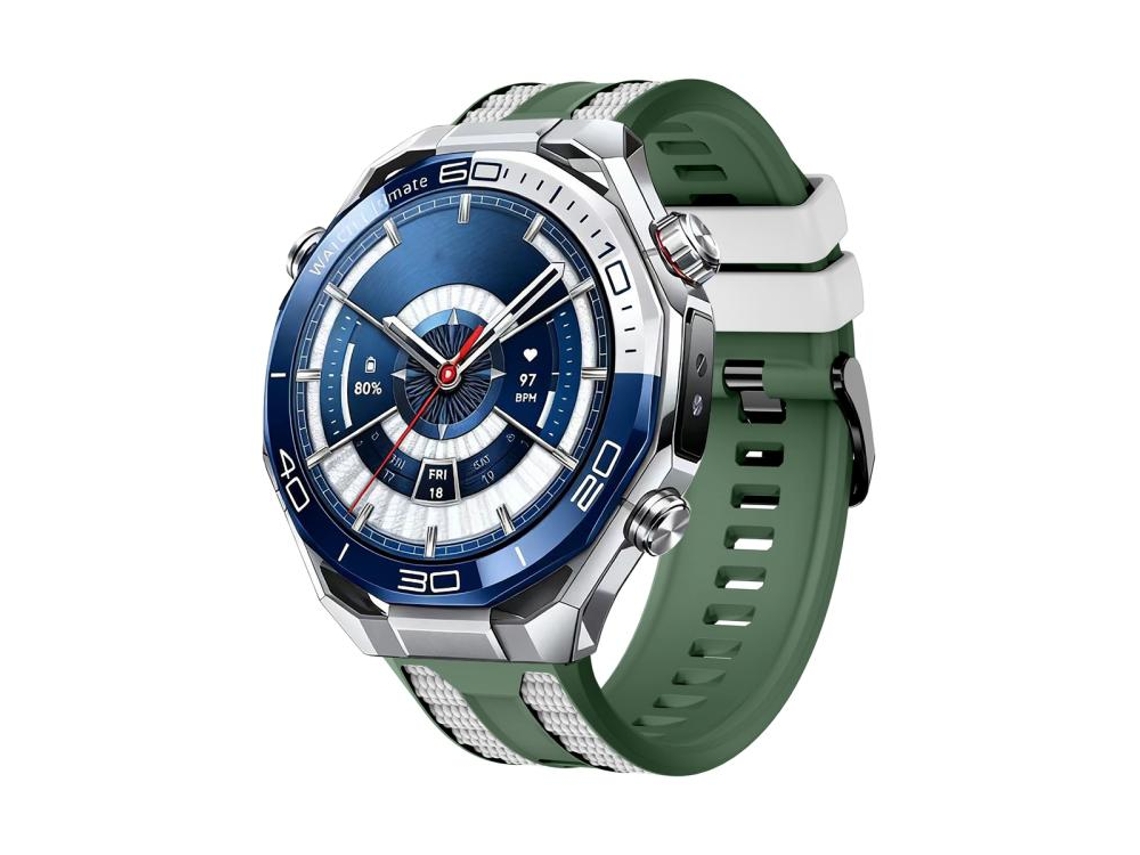 Bracelete Para Huawei Watch Ultimate 2 - Silicone Bicolor - Grãos Verticais Verde E Branco