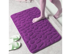 (morado) Alfombra De Baño Antideslizante, Estampado De Piedras, Tejido No Tejido, Muy Absorbente, Lavable.