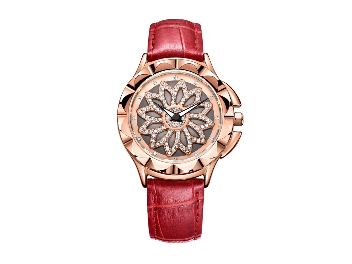 Reloj De Pulsera Analógico De Cuarzo Fanteeda De Aleación Con Estampado Floral, Moda Femenina, Azul
