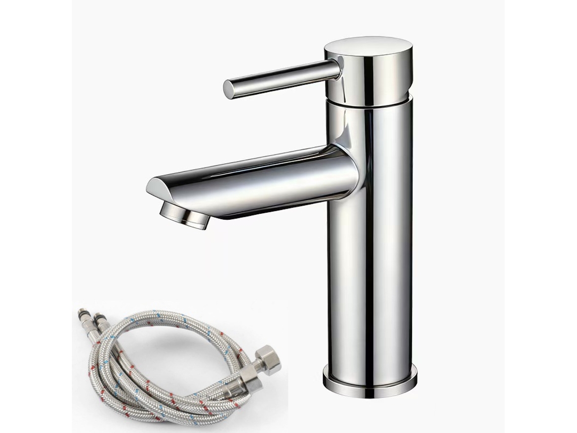 Torneira Para Lavatório, Aço Inoxidável Sus304, Tubo De Entrada De Água Quente E Fria De 60 Cm, Cor Prata. Siurn