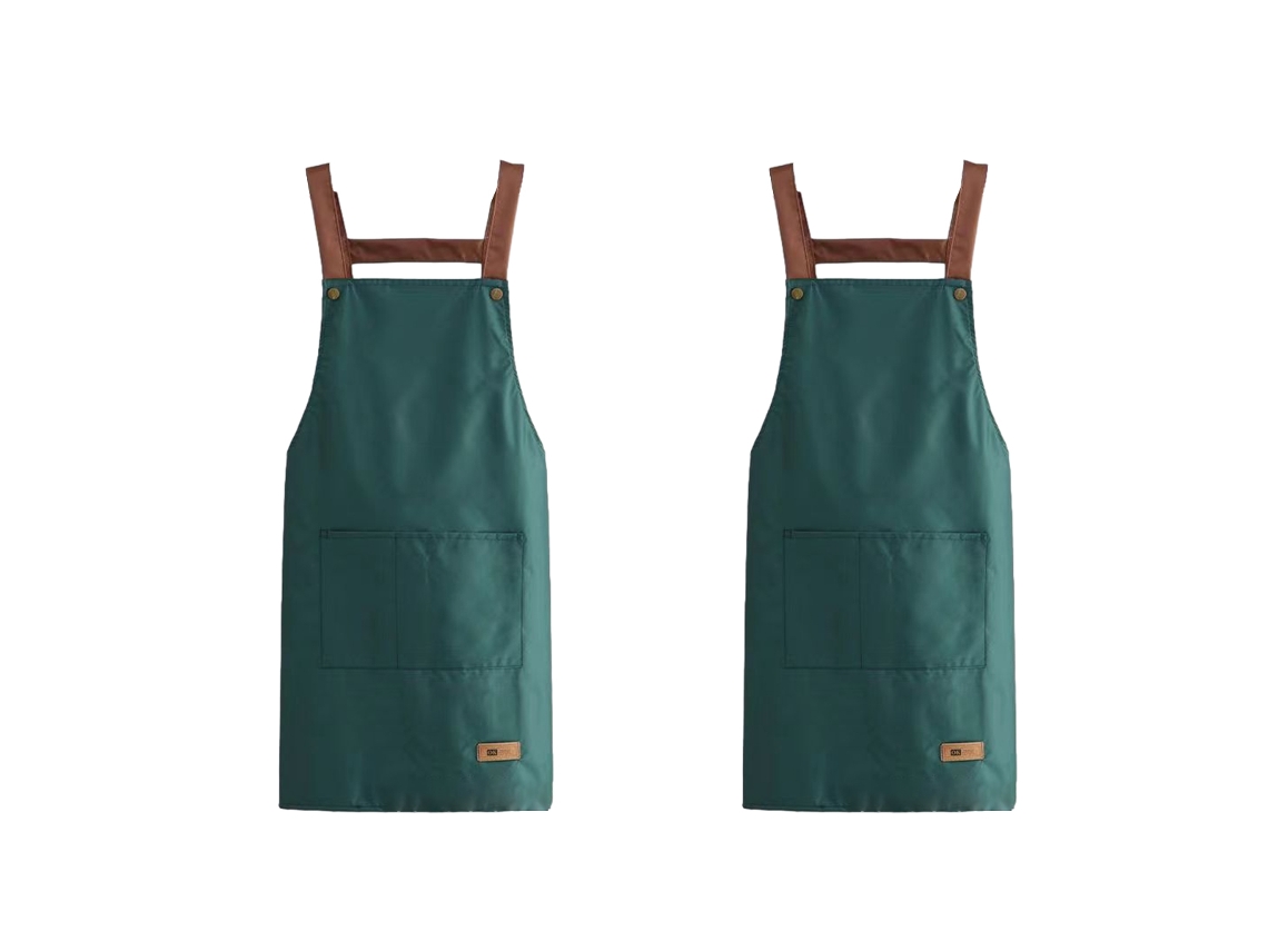 Delantal Con Babero Ajustable 2 Piezas Impermeable Con 2 Bolsillos Cocina Delantal De Cocinero Color Sólido