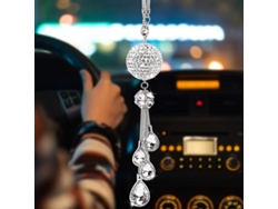 Accesorios De Espejo Retrovisor Para Mujer, Colgante De Cristal Con Bolas Y Gotas De Diamante Para Coche