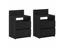 Juego de dos mesitas de noche con dos cajones, 40x33x60 cm, negro, MAISON EXCLUSIVE