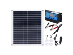 Kit de panel solar fotovoltaico de 100 W, cargador portátil plegable de 20 W con controlador de 100 A para teléfono móvil, exterior y coche.