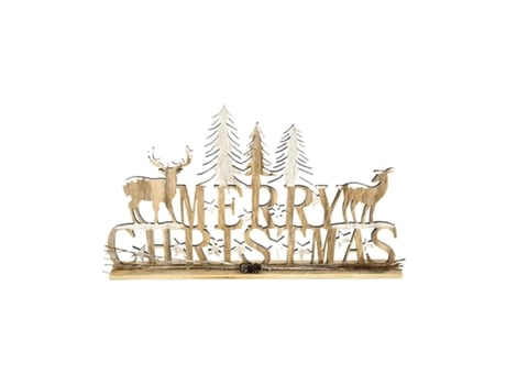 Adorno de Navidad TIENDA EURASIA Colgante Original Feliz Decoracion Madera Marrón (44x27cm)