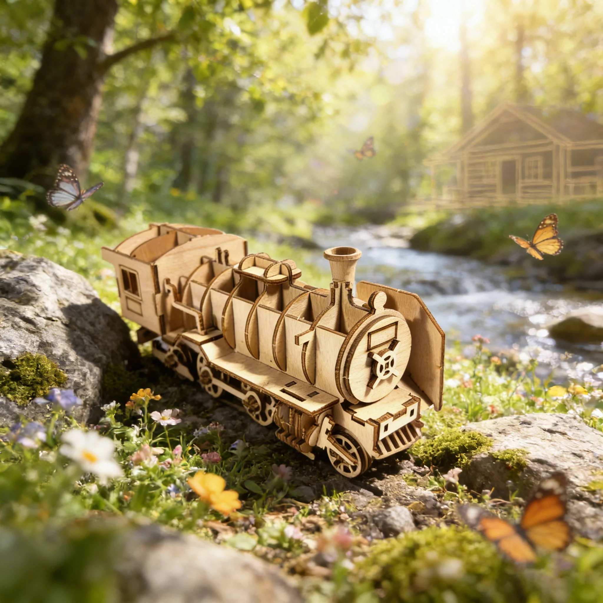 Rompecabezas De Madera 3d, Tren De Juguete Sencillo, Modelo De Madera Para Armar