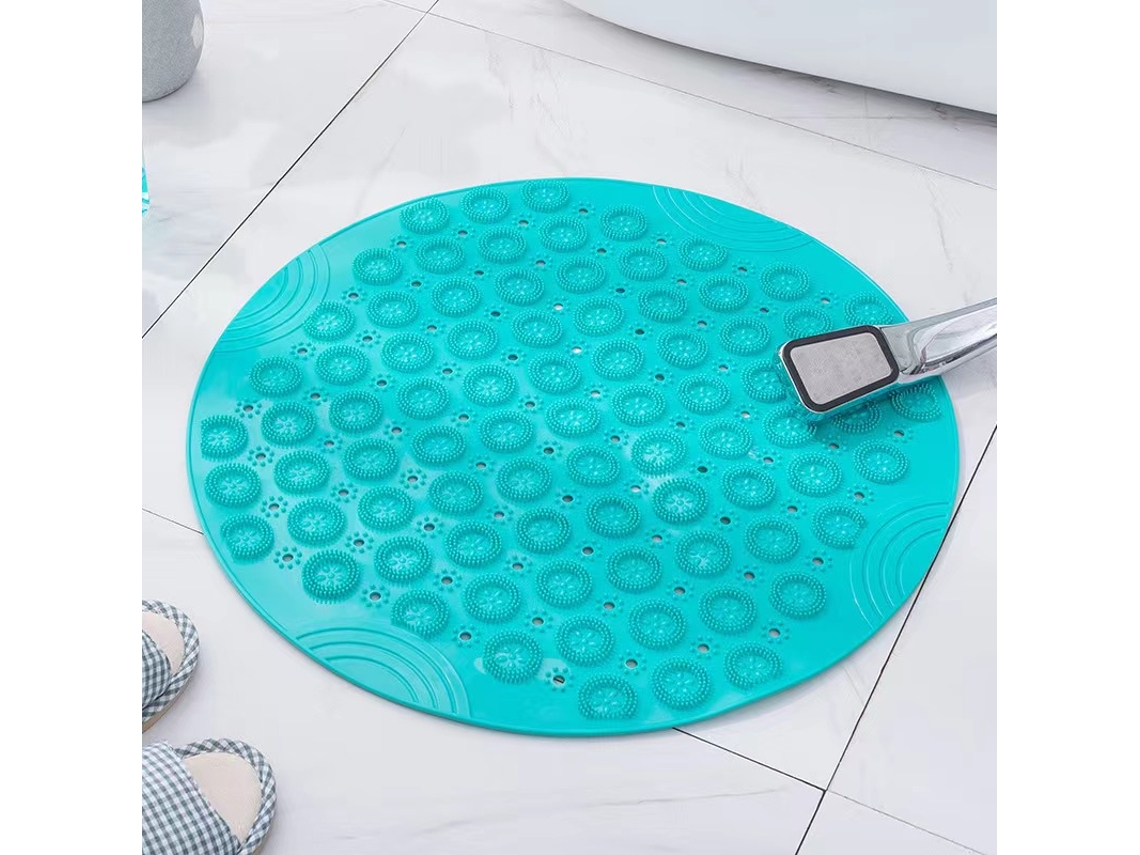 (verde) Alfombrilla De Ducha Redonda Antideslizante, Con Ventosa Fuerte, Con Borlas De Masaje Elevadas, Fabricada En Goma.