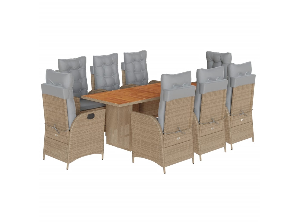 Maison Exclusive - Set Comedor De Jardín 9 Pzas Con Cojines Ratán Sintético Beige