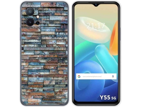Carcasa para Vivo Y55 5G TUMUNDOSMARTPHONE Dibujos Ladrillo 05 Multicolor