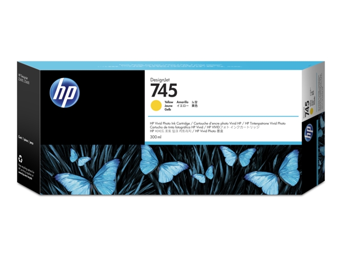 Cartucho de Tinta Original HP 745 de 300 ML F9K02A Amarillo para DesignJet Z2600 PostScript, Z5600 PostScript