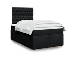 Cama Box Spring Con Colchón Tela Negro 120x200 Cm
