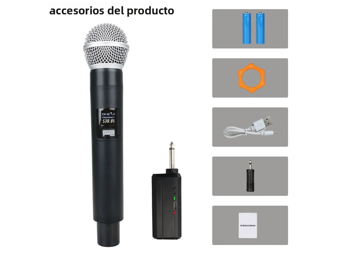 (1 Pieza) Micrófono Inalámbrico Negro, Controlador Dinámico De Mano De 58 Tubos, 2,4 G