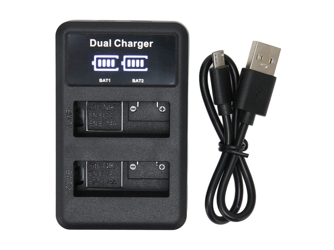 Carregador De Bateria Usb Para En El14 En El14a Câmera D5300 D3200 D5200 D3400 D5600 D3500 D3300 D3100