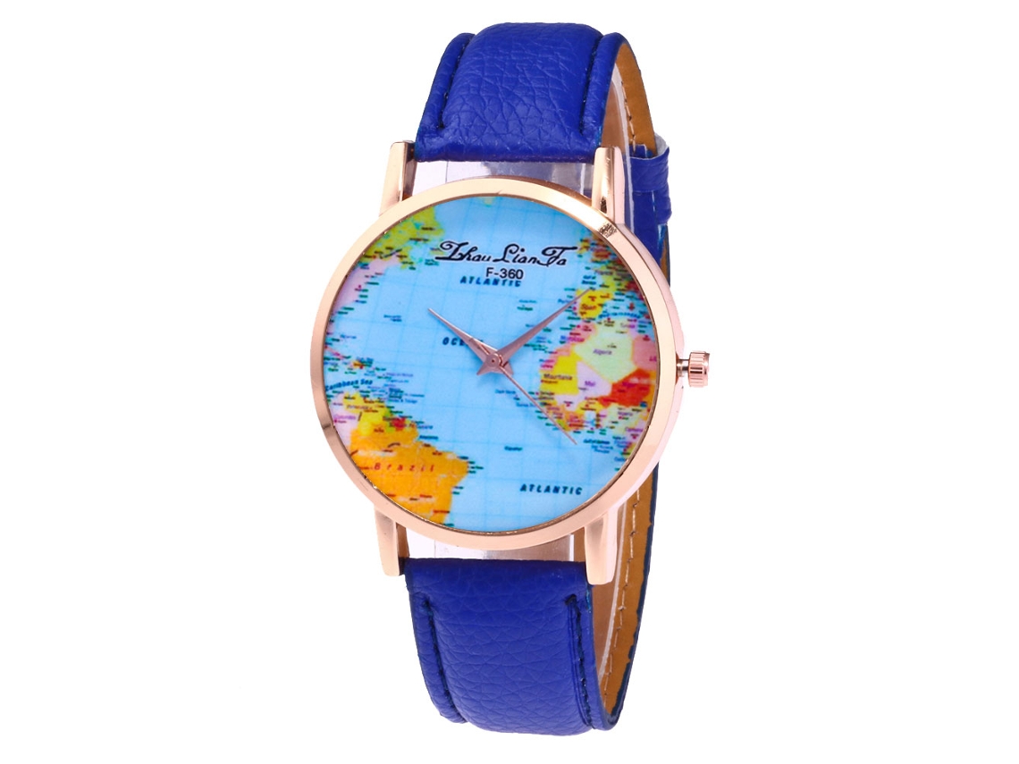 Reloj De Pulsera Unisex De Cuarzo Con Dial Redondo Para Hombre Y Mujer Azul
