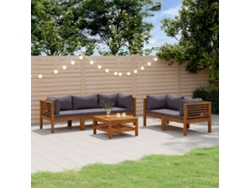 Conjunto de jardín de 2 piezas con cojines en madera maciza de acacia, Dkd Home Decor