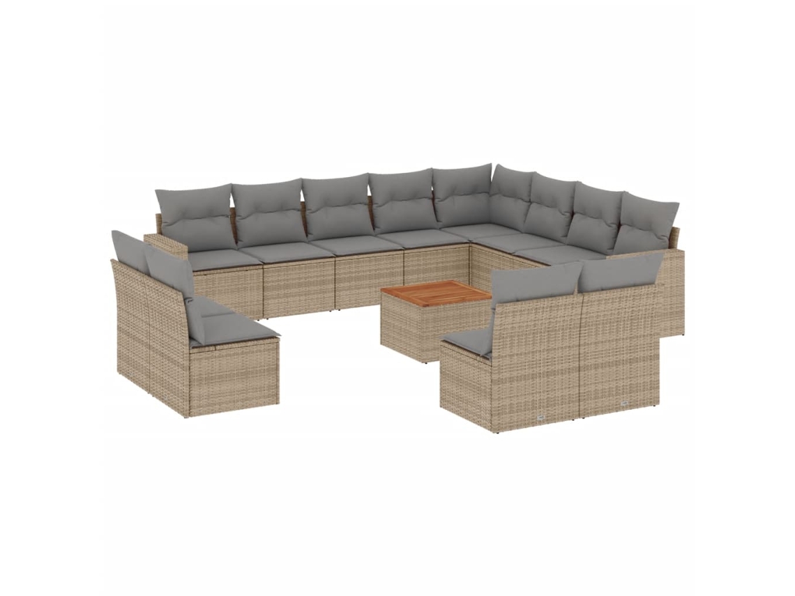 Conjunto 13 sofás de jardín con cojines VIDAXL ratán sintético beige