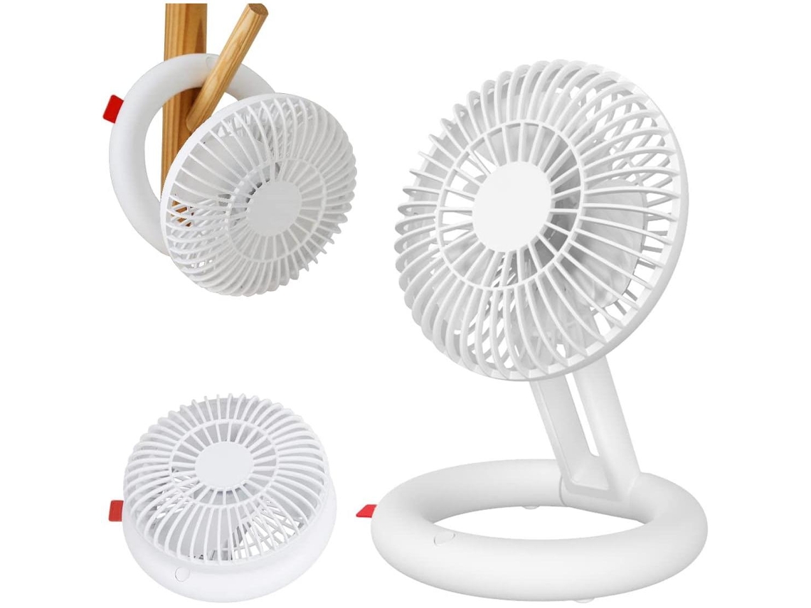 Ventilador De Escritorio Plegable - Recargable Por Usb - Base De Anillo - Funcionamiento Silencioso - Tres Velocidades De Ventilador
