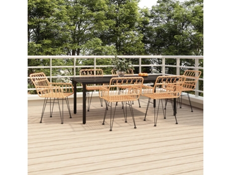 Conjunto 7 de comedor de jardín VIDAXL ratán sintético