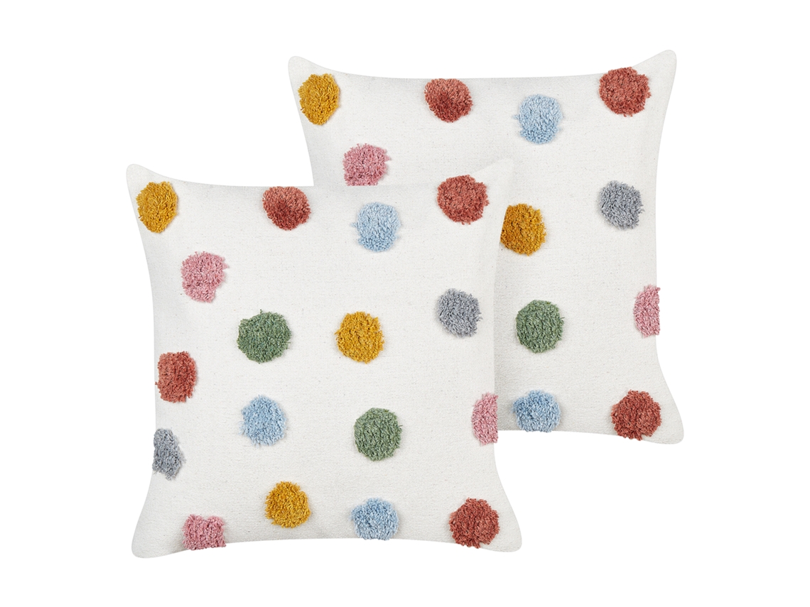 Juego de cojines decorativos BELIANI Wallflower de Algodón Blanco 45x45x10