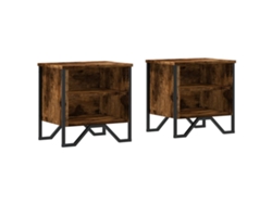 Maison Exclusive - Mesitas Noche 2 Uds Madera Ingeniería Roble Ahumado 40x30x40 Cm