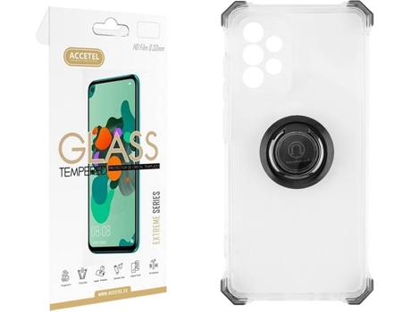 Funda y Protector de Cristal Samsung Galaxy A72 5G ACCETEL Gel Bumper Ring Blanco