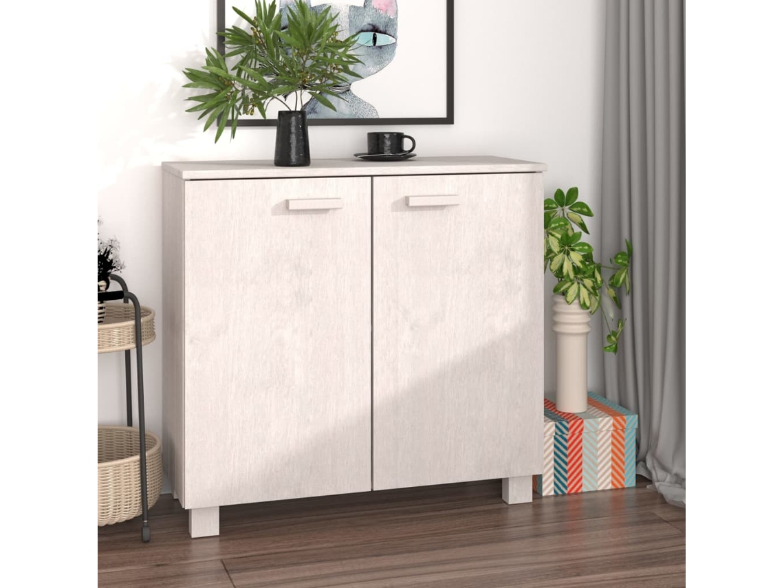 Aparador Hamar Madera Maciza De Pino Blanca 85x35x80 Cm