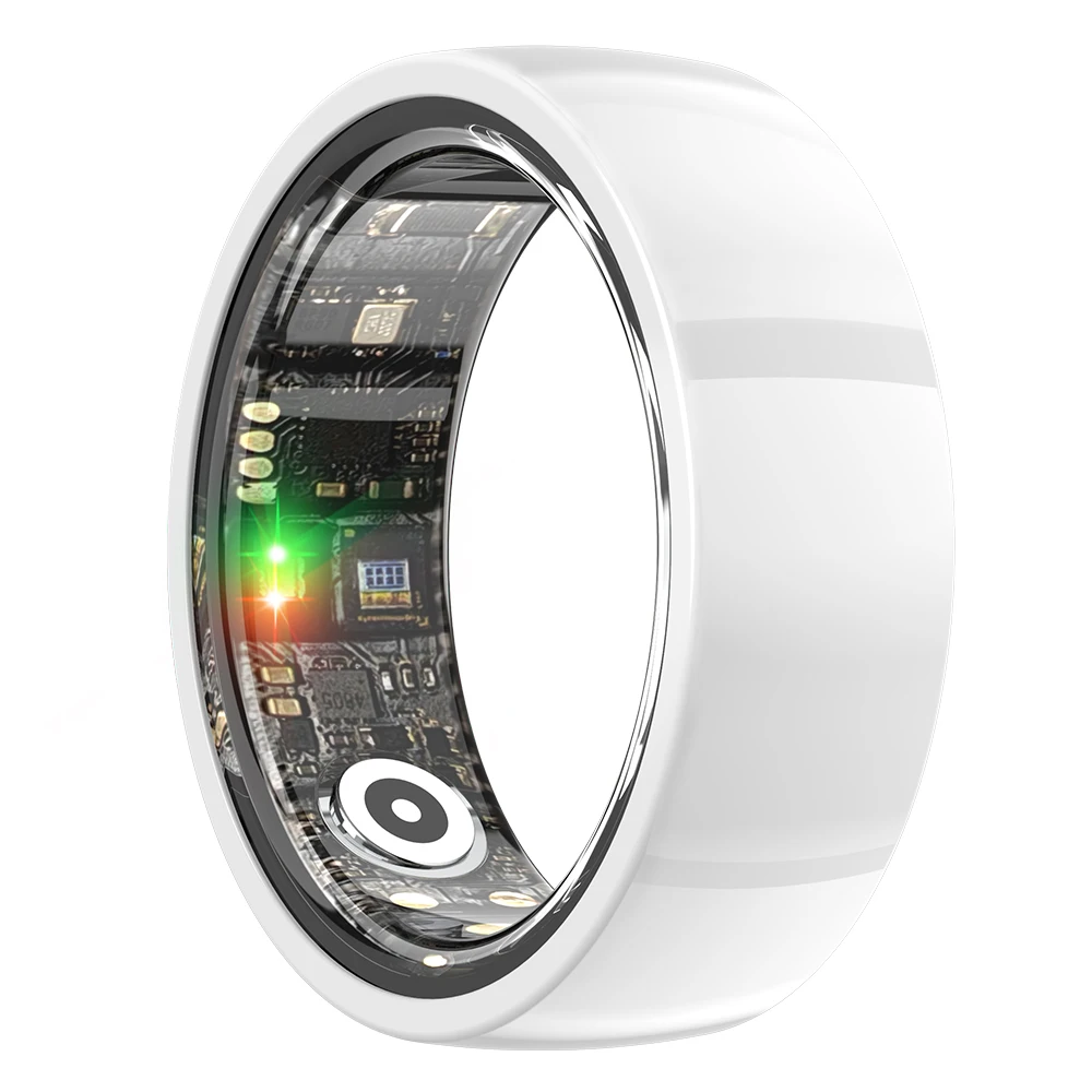 (8 Yardas Blanco) Anillo Inteligente De Cerámica A Prueba De Agua Salud Fitness Tracker Presión Arterial Oxígeno Frecuencia Cardíaca