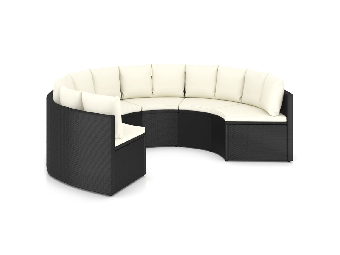 Maison Exclusive - Set De Sofás De Jardín 6 Piezas Y Cojines Ratán Sintético Negro