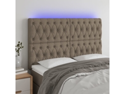 Cabecero Con Luces Led Tela Gris Taupe 160x7x118/128 Cm