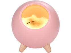 Lámpara De Noche Led Usb Con Forma De Gato Para El Hogar, Pequeña Lámpara De Mesilla Regulable, Color Rosa.