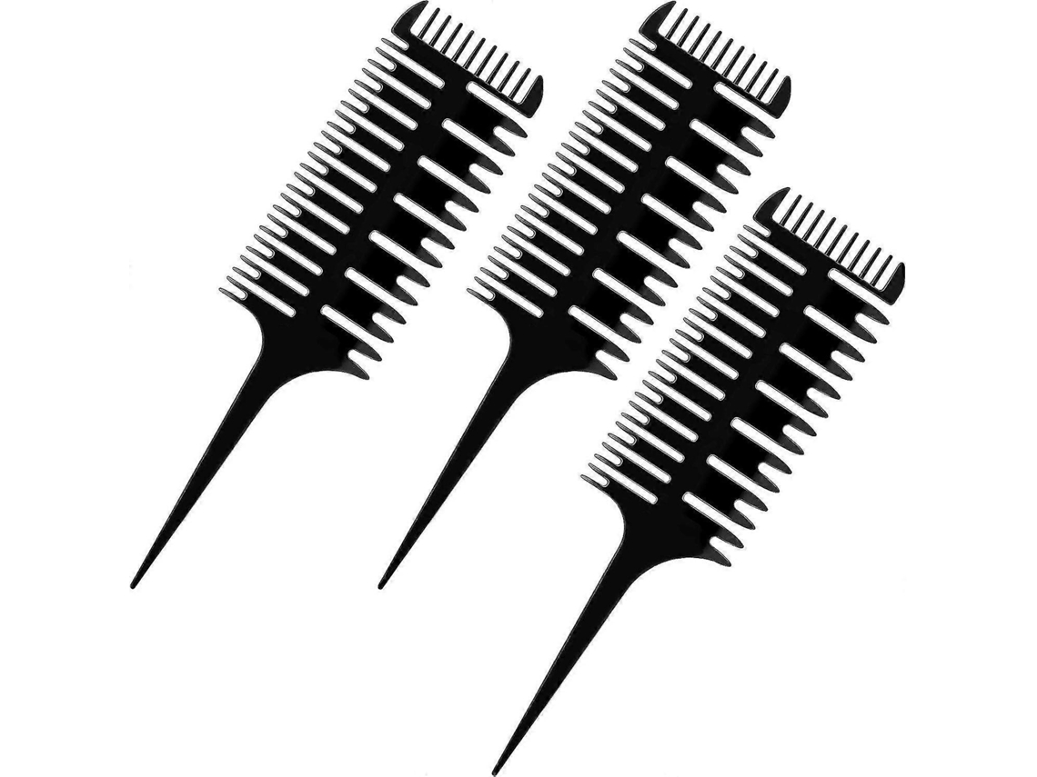 Pente multifuncional para tingir cabelo em jeans, com 3 lados diferentes para colorir, fazer mechas e estilizar os fios.