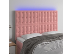 Cabecero Con Luces Led Terciopelo Rosa 144x5x118/128 Cm