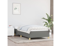 Estructura De Cama Sin Colchón Tela Gris Oscuro 80x200 Cm